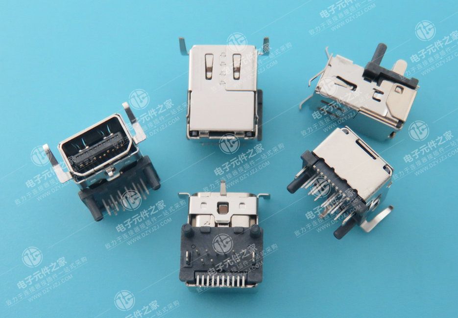 MINI DP SMT式 带3弹片不垫高母座(中心高3.8)