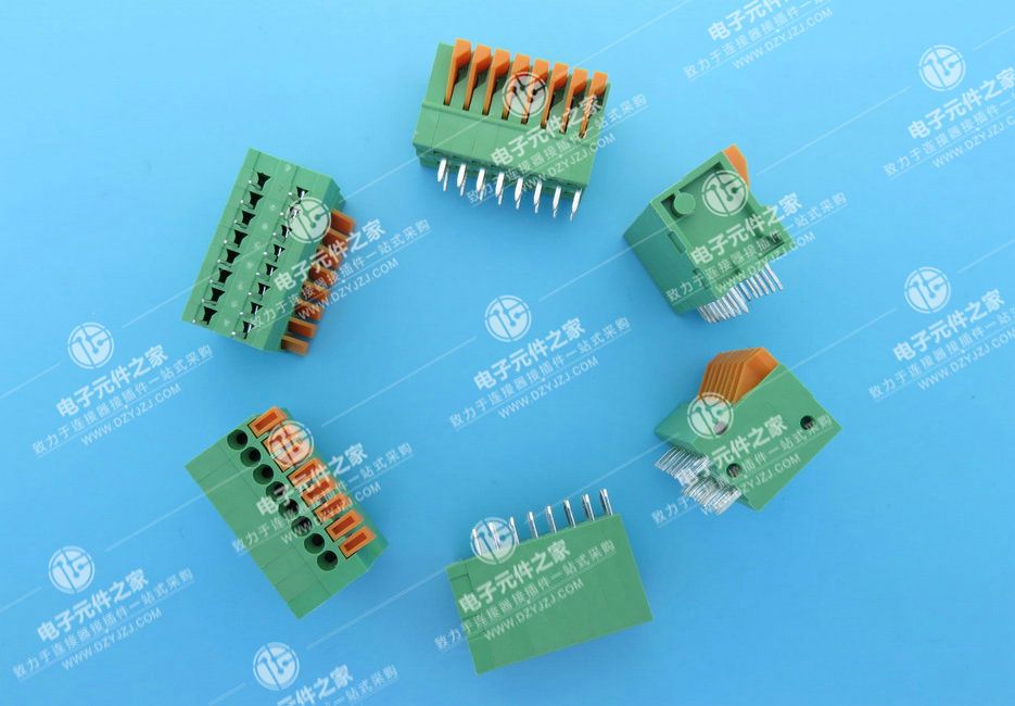 免螺丝 弹簧压线式PCB接线端子 间距2.54 直针