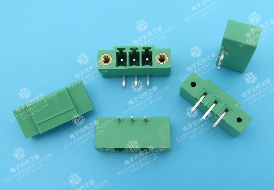 插拔式接线端子 间距3.81mm 带螺丝 弯针