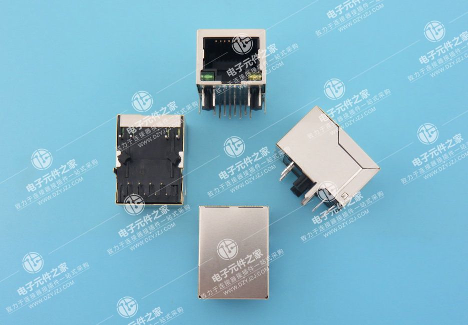 RJ45带灯100BASE 90°DIP 平齐脚 HR911105A