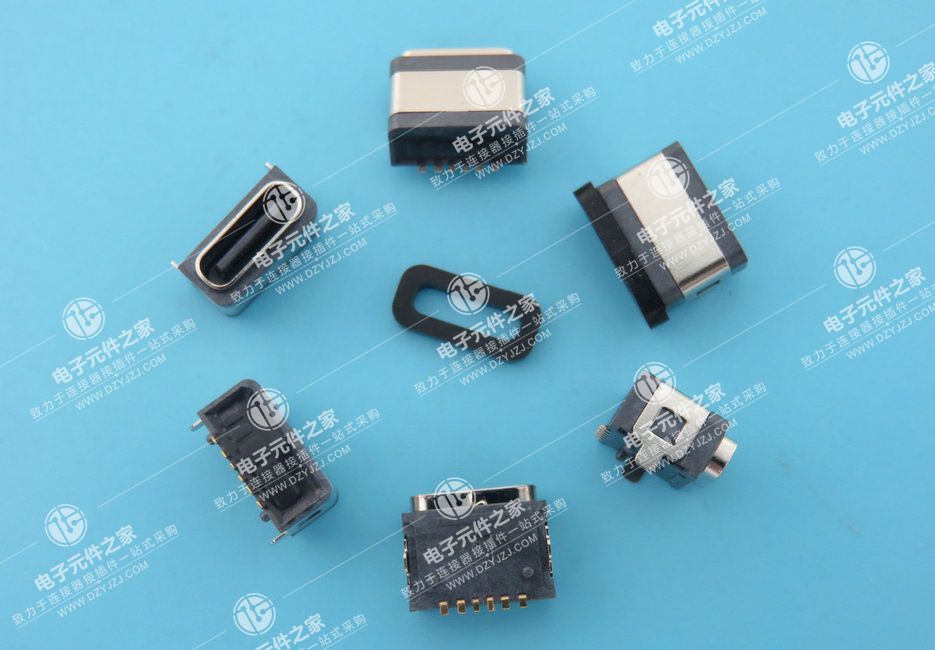 USB TYPE C 防水母座6P 板上型 带柱两脚