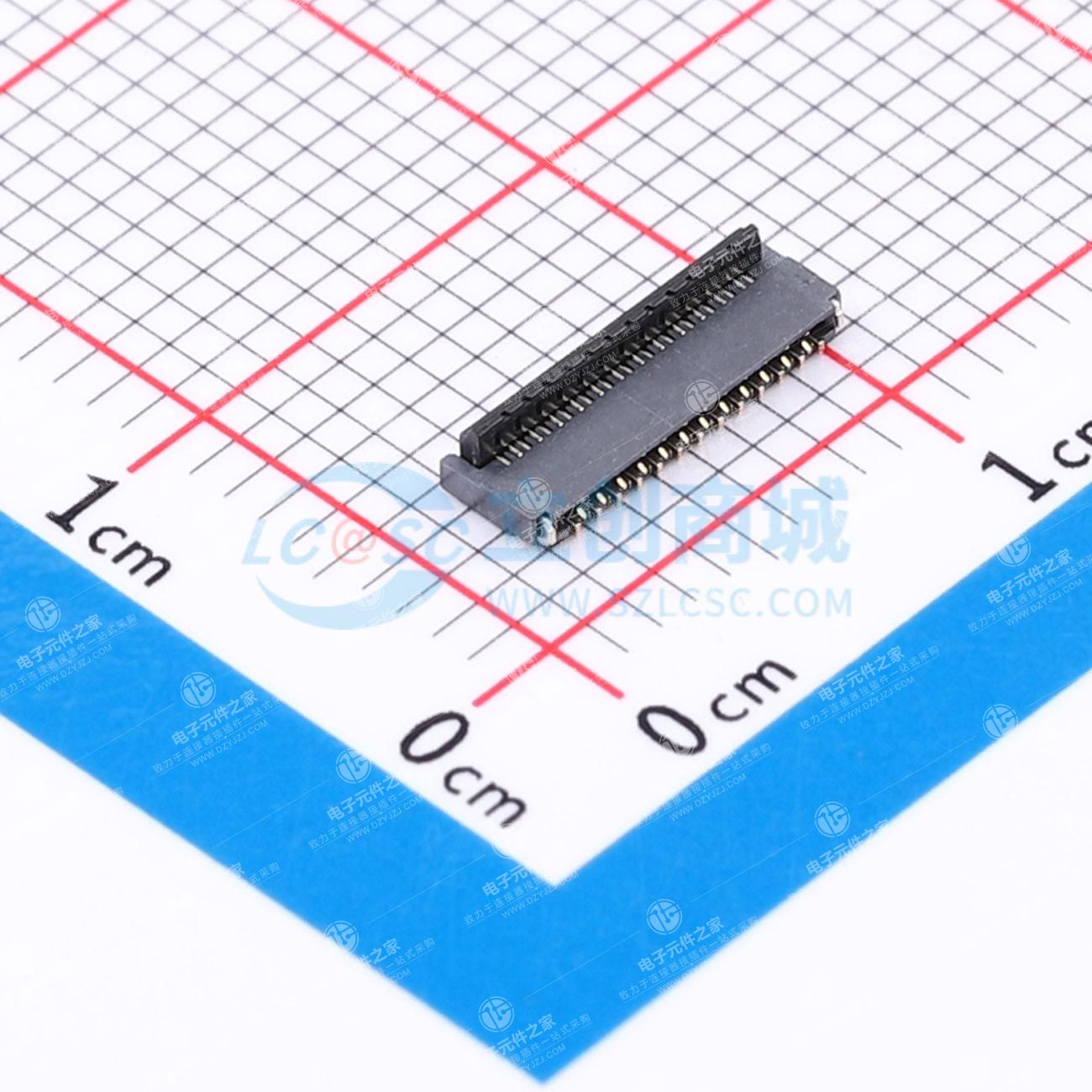 FPC连接器 0.3mm 翻盖式 H=0.9mm 后锁 25P 镀金