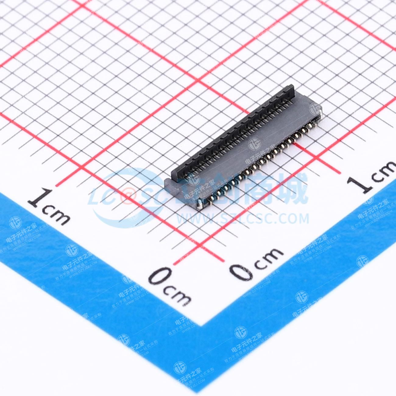 FPC连接器 0.3mm 翻盖式 H=0.9mm 后锁 31P 镀金