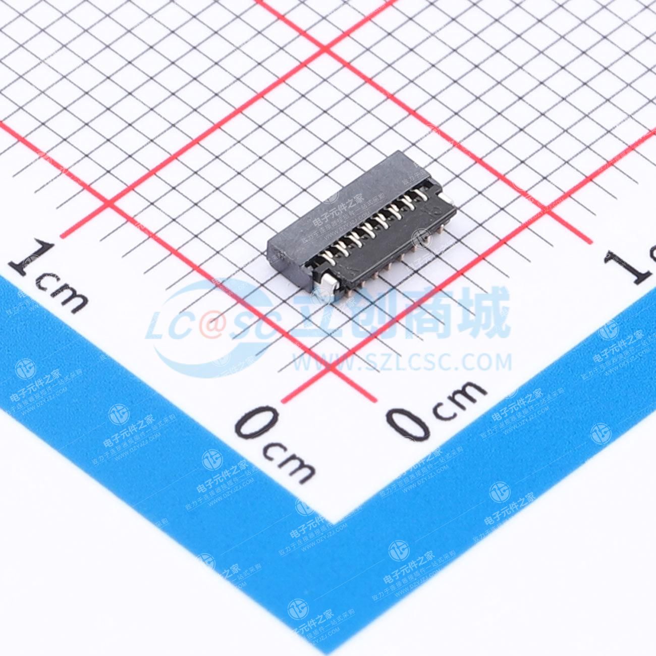 FPC连接器 0.3mm 翻盖式 H=1.0mm 下接 15P 镀金