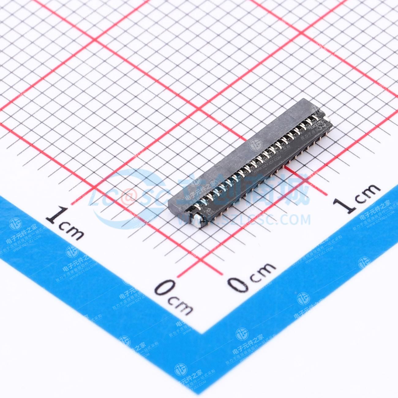 FPC连接器 0.3mm 翻盖式 H=1.0mm 下接 39P 镀金