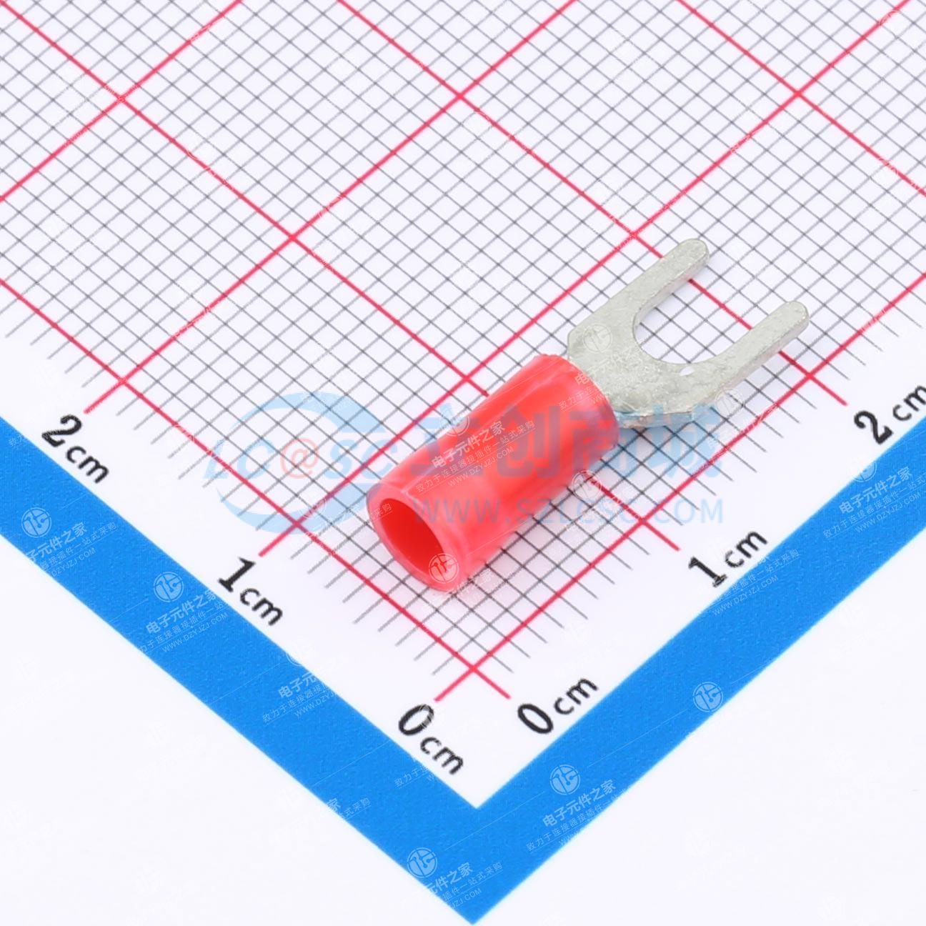 铲形舌形端子,22 - 16 AWG,#8 / M4螺柱,4.3 mm螺柱直径,封闭筒,直型,镀锡,PLASTI - GRIP