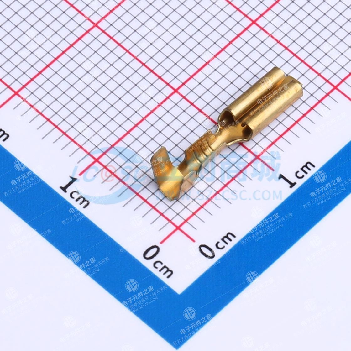 快速断开插座,24 - 20 AWG线径,0.2 - 0.51 mm²线径,配合插片宽度2.8 mm,直型,黄铜材质