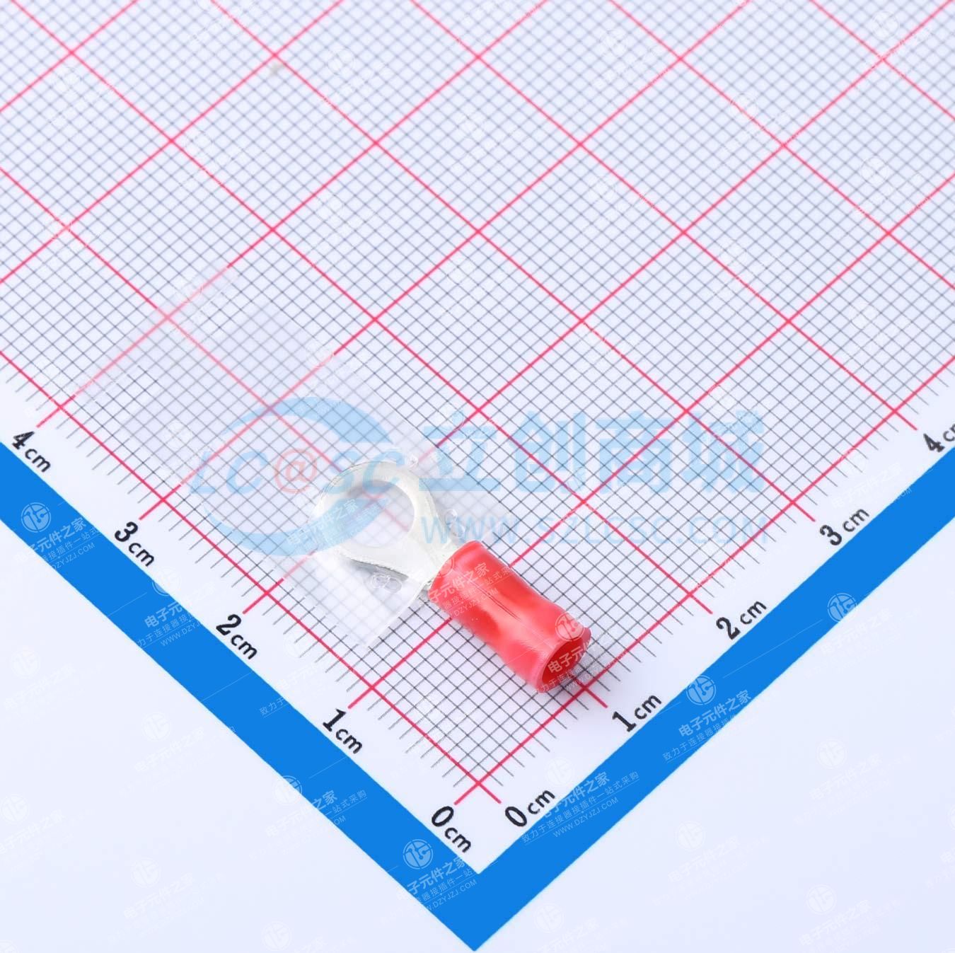 封闭环形舌形端子,22 - 16 AWG,#10螺柱尺寸,4.82mm螺柱直径,封闭筒形,直型,镀锡