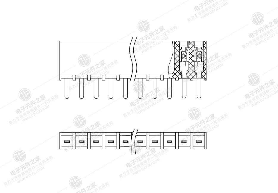 2.54PH 1xnPin H6.8 DIP 上插式四面包