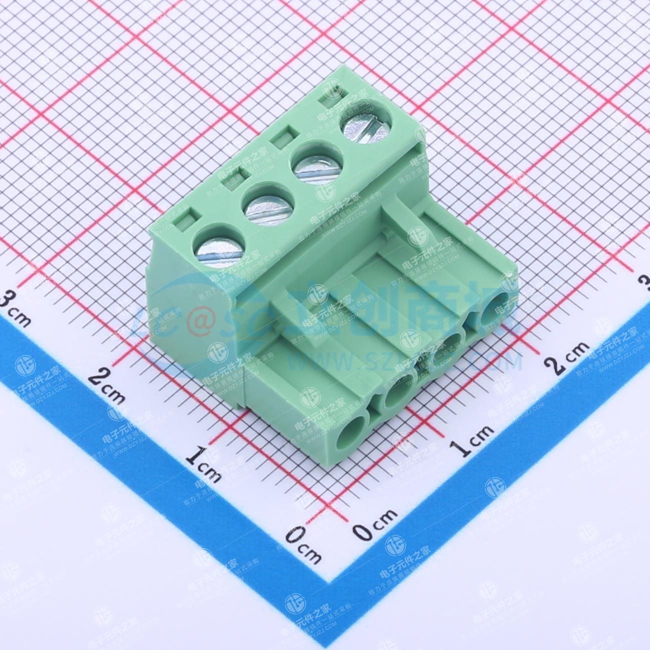 绿色 无固定装置 1x4P 5mm 排数:1 每排P数:4