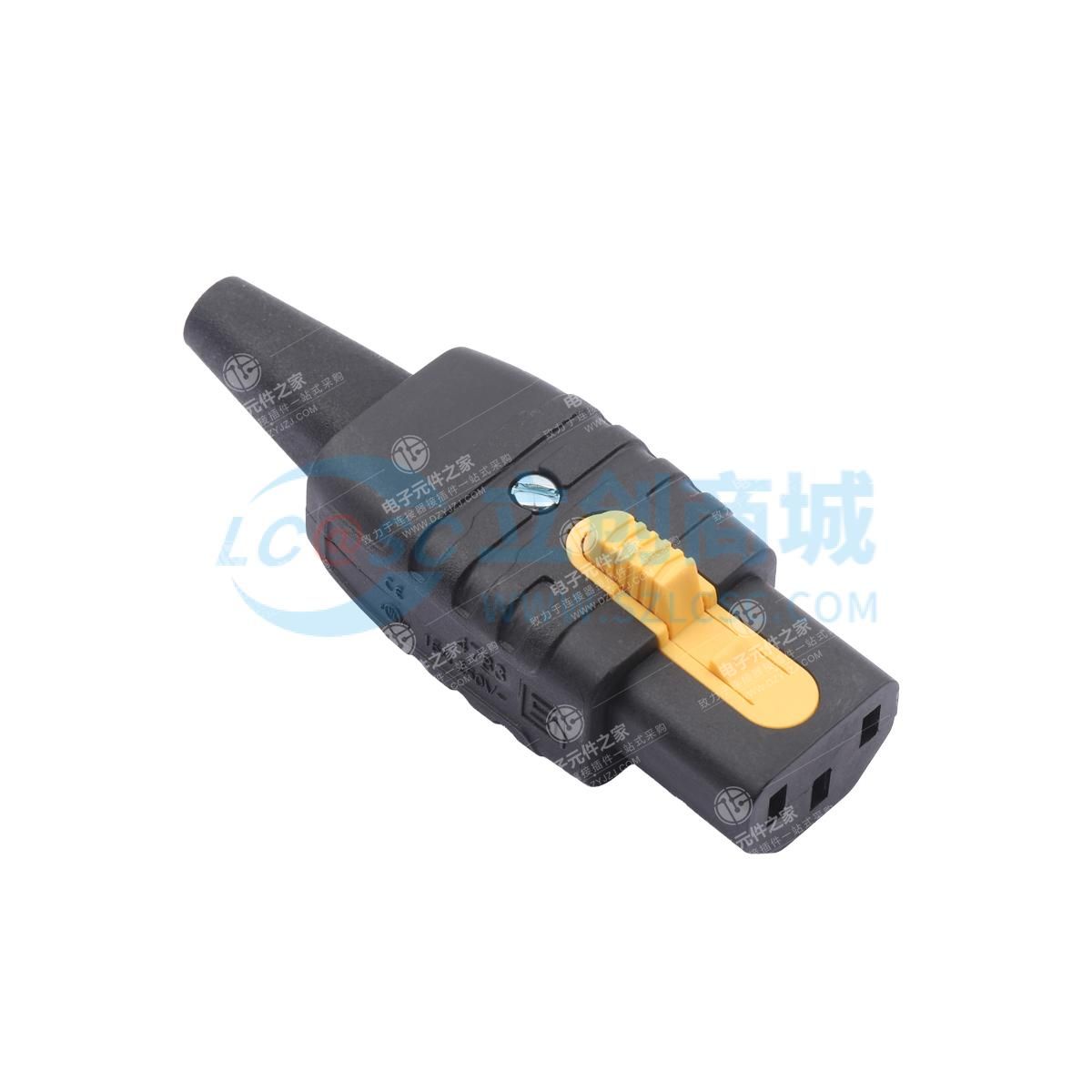可重接的IEC C13直型线缆连接器,具有V-Lock互锁系统,防止意外移除,简单线缆组装,可重复使用,无卤素