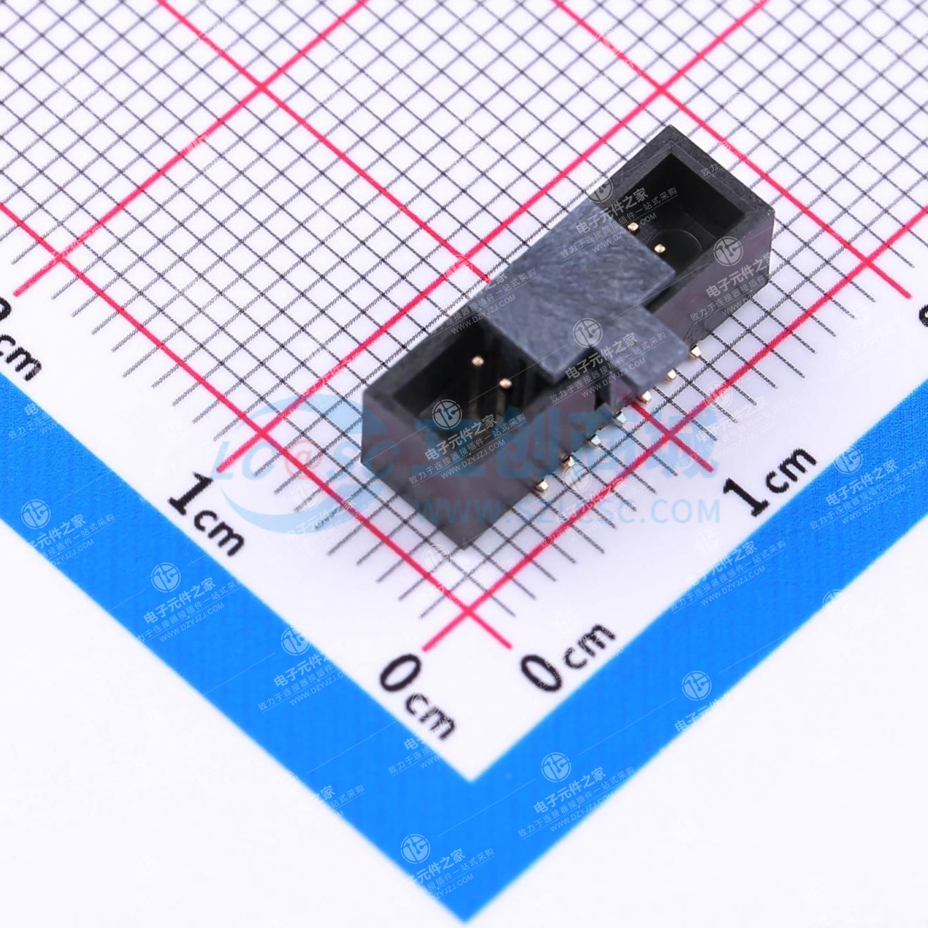 2x7P 间距:1.27mm 立贴