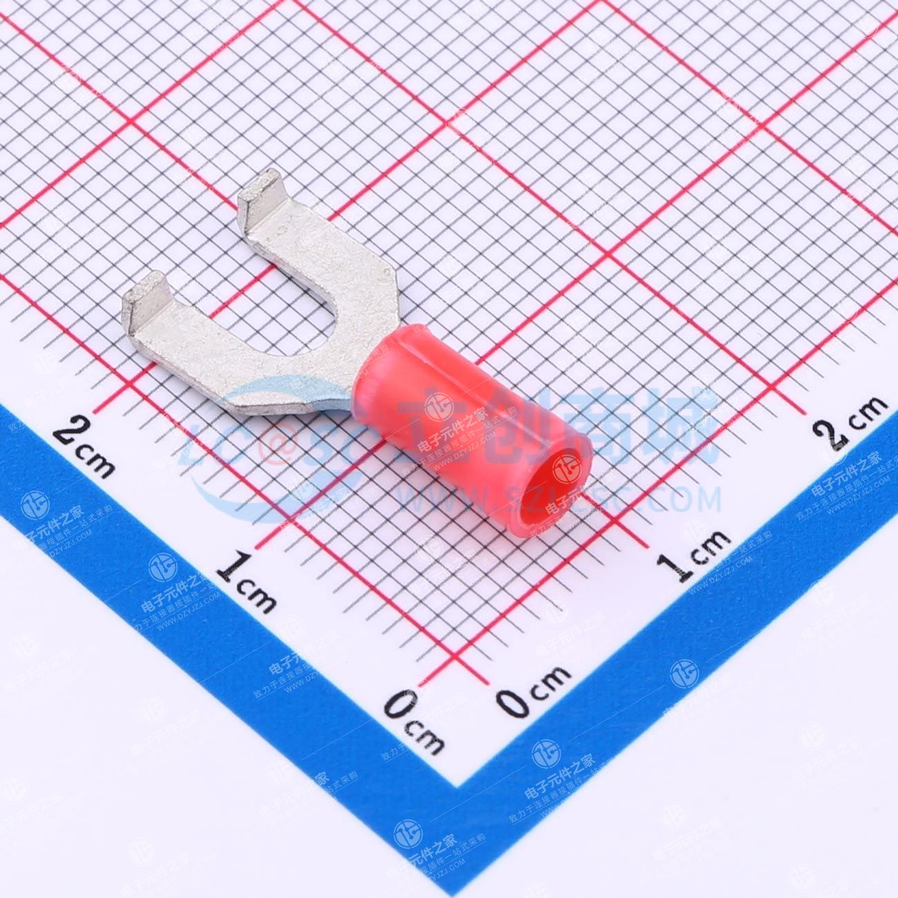 铲形舌形端子，22 - 16 AWG，#8 / M4螺柱，封闭筒形，带凸缘，镀锡