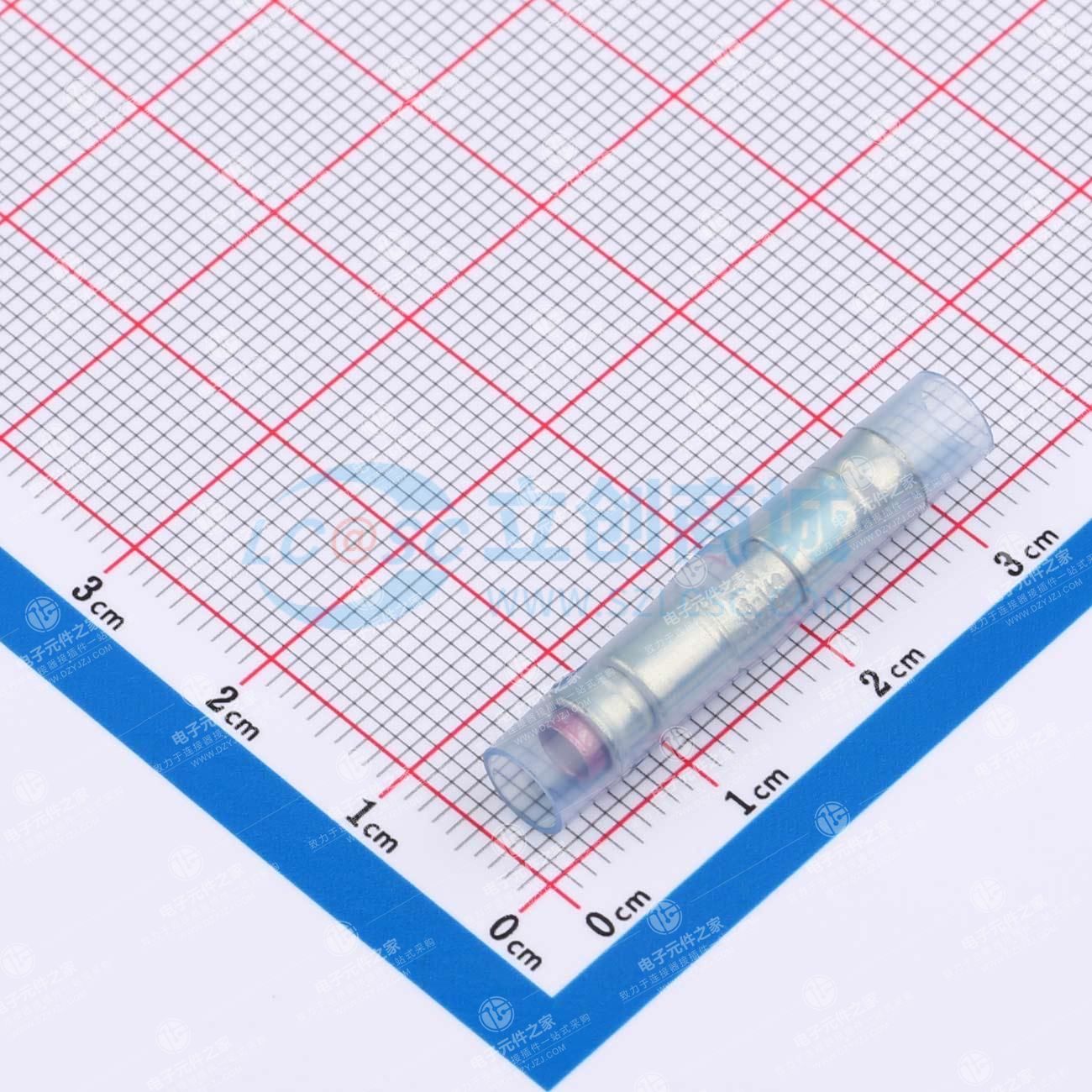 对接接头，16 - 14 AWG / 22 - 18 AWG线径，1.04 - 2.62 mm² / .26 - .96 mm²线径，带锯齿，铜材质，蓝色半透明