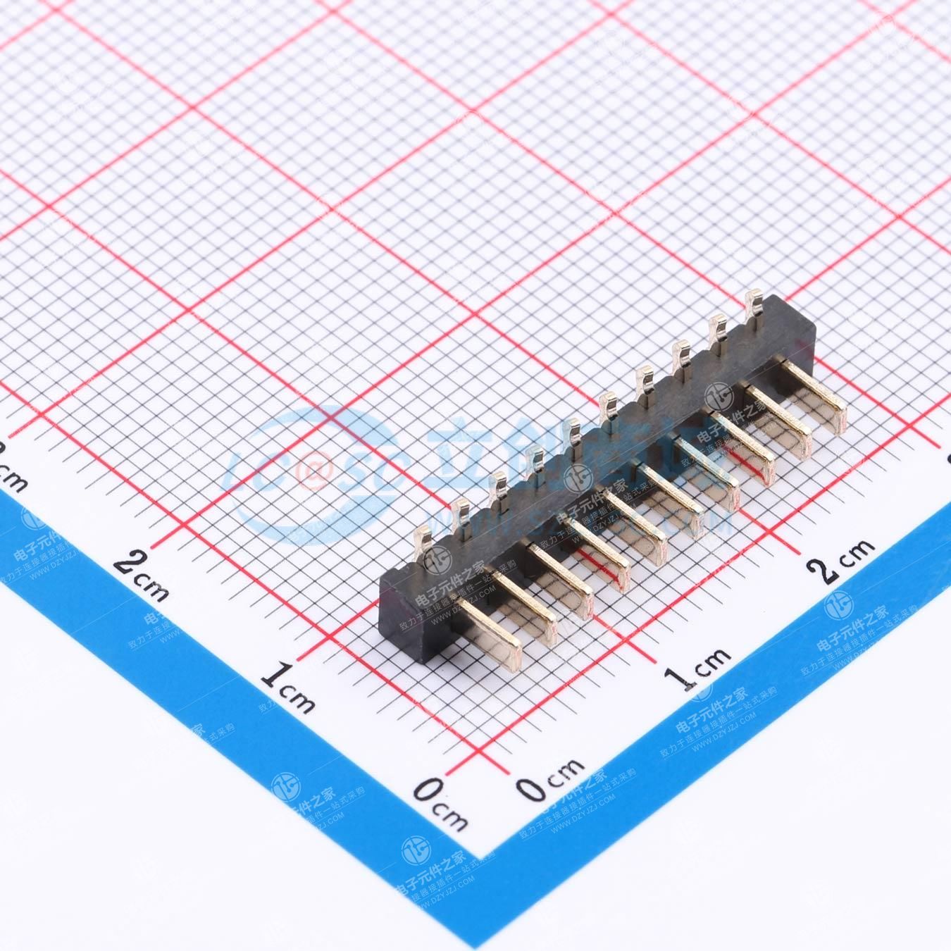 PH2.5mm间距刀片电池连接器卧式插件公座-10PIN