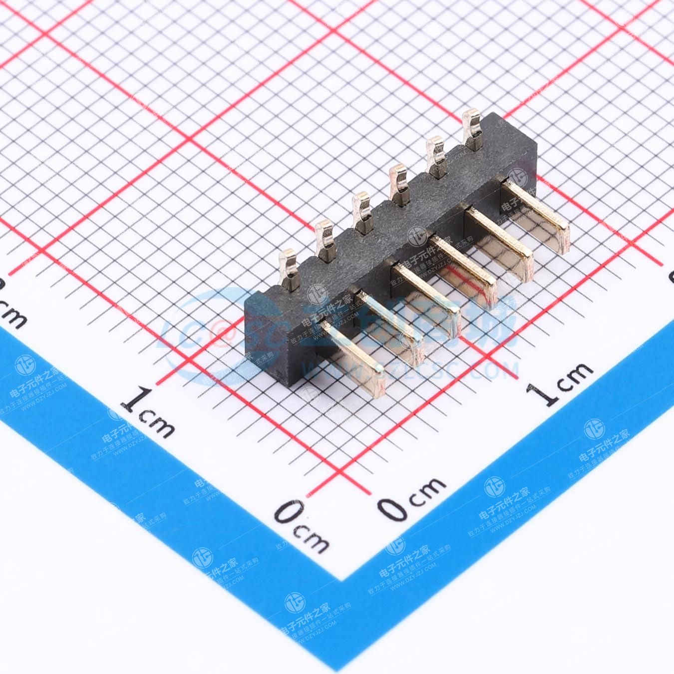 PH2.5mm间距刀片电池连接器卧式插件公座-6PIN