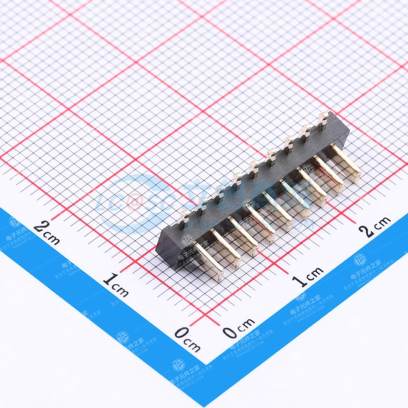 PH2.5mm间距刀片电池连接器卧式插件公座-9PIN