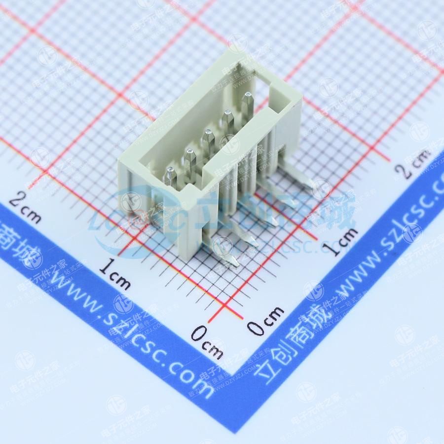 白灰色 1x5P 间距:2.5mm 弯插