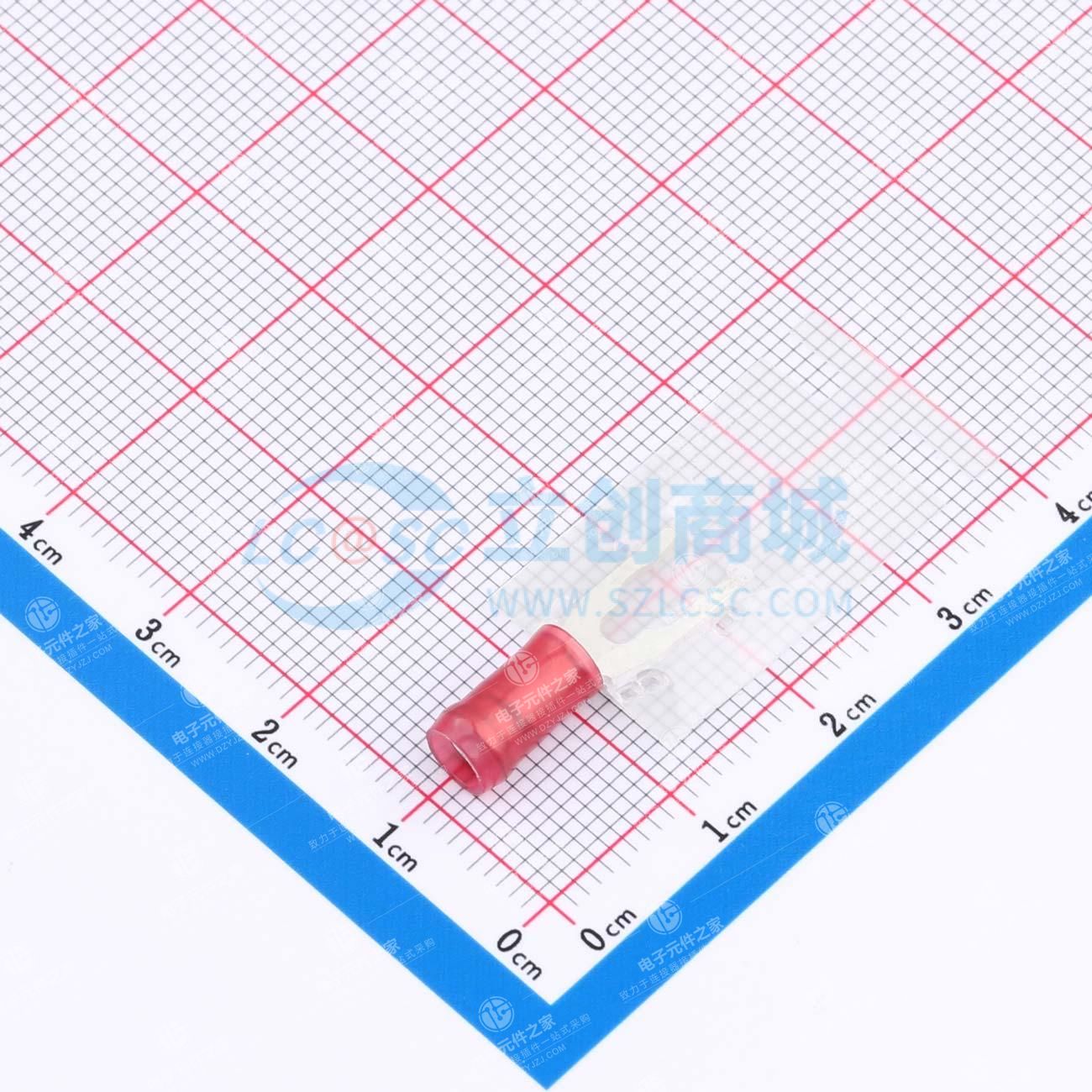 弹簧铲形端子,22 - 16 AWG,#8 / M4螺柱尺寸,封闭筒,直型,镀锡,部分绝缘