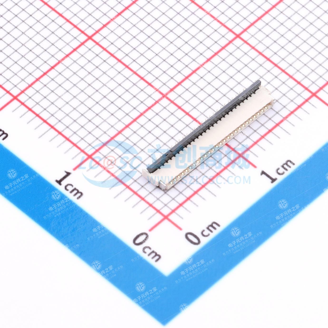 翻盖式(前插后翻) 双侧触点/上下接 P数:26P 间距:0.5mm