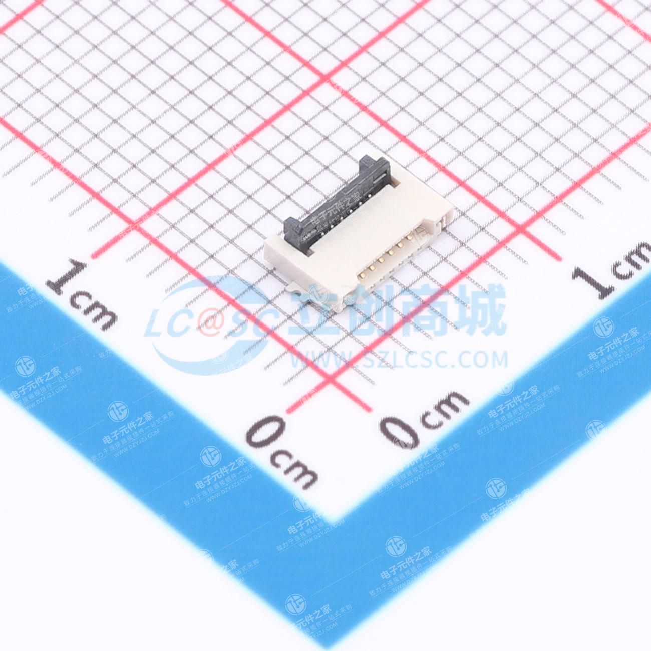 翻盖式(前插后翻) 双侧触点/上下接 P数:6P 间距:0.5mm