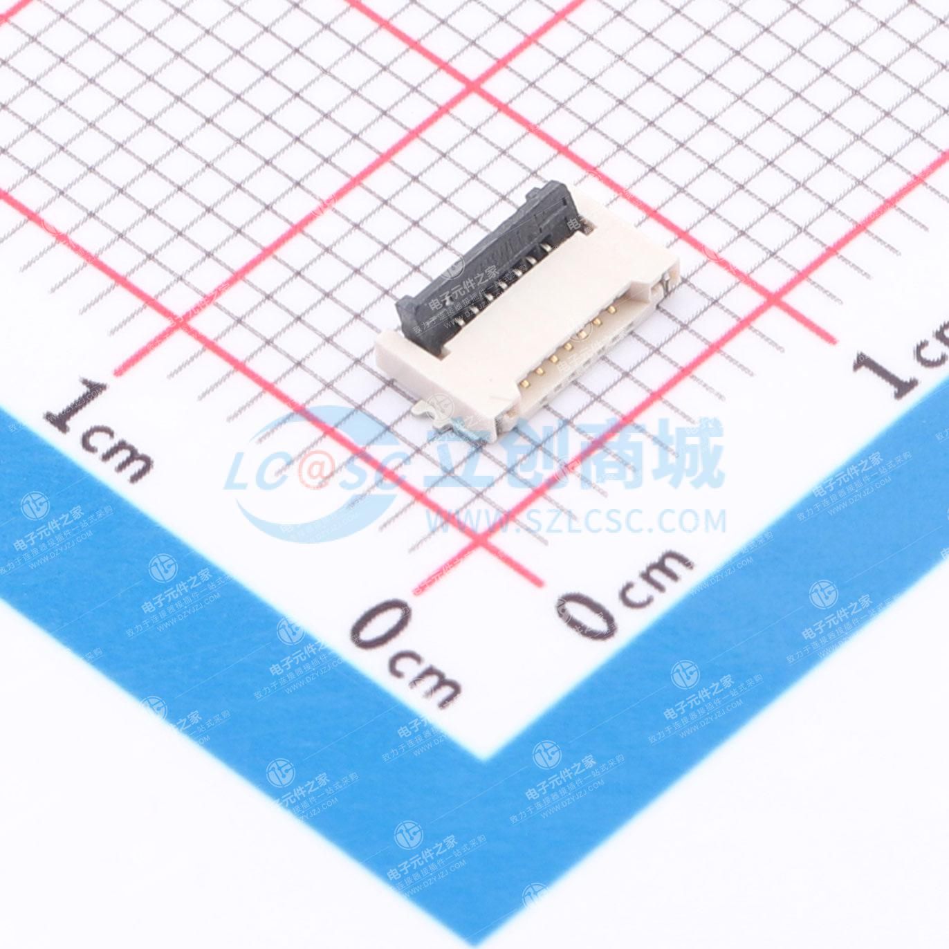 翻盖式(前插后翻) 双侧触点/上下接 P数:7P 间距:0.5mm
