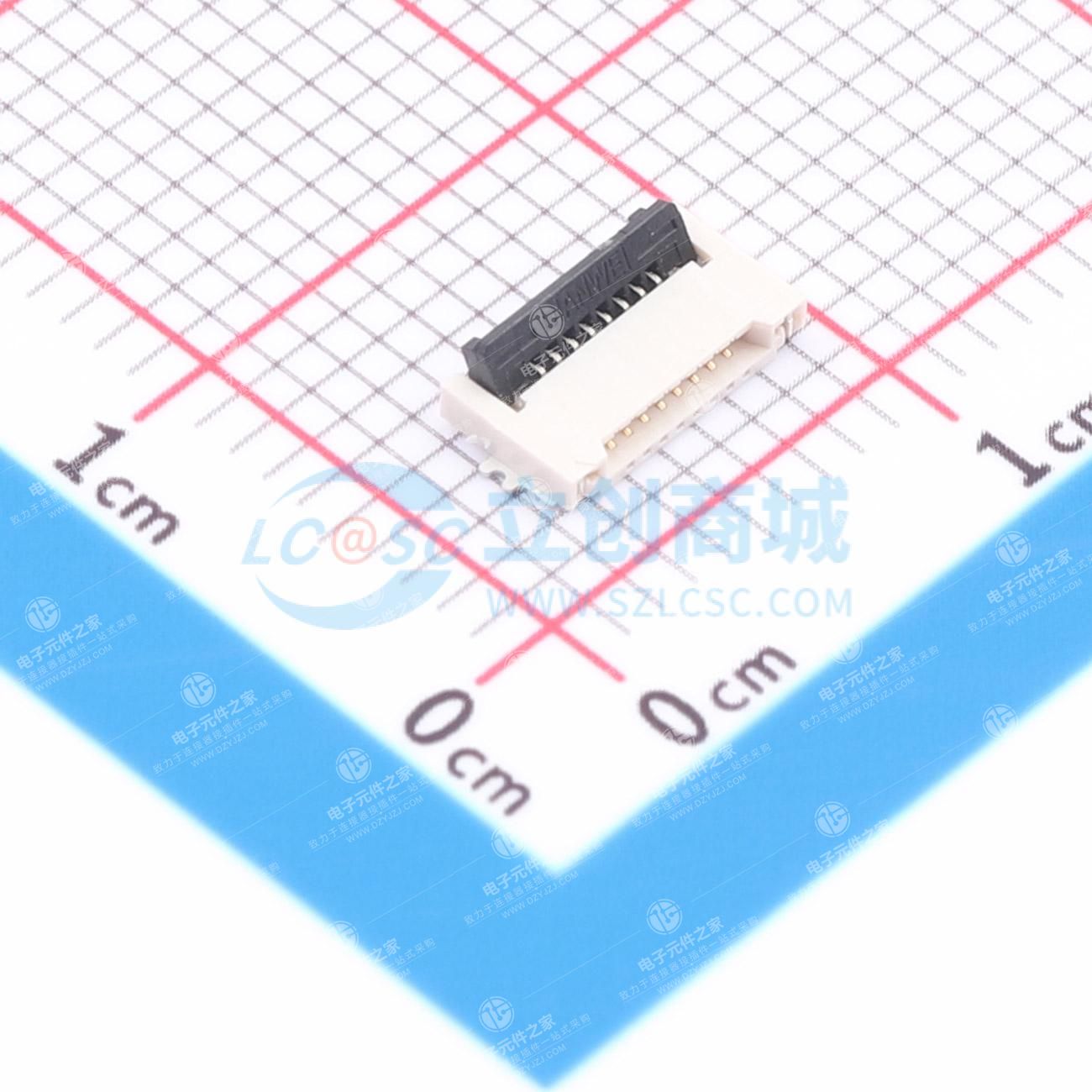 翻盖式(前插后翻) 双侧触点/上下接 P数:8P 间距:0.5mm