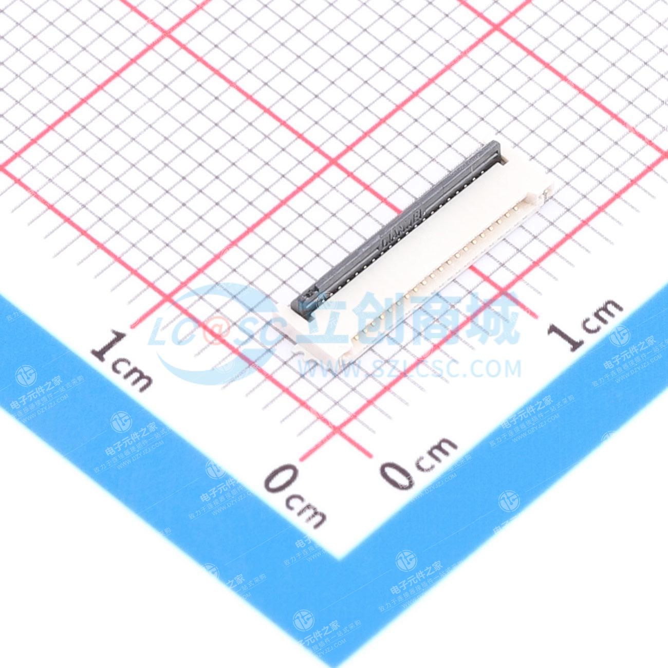 翻盖式(前插后翻) 双侧触点/上下接 P数:20P 间距:0.5mm
