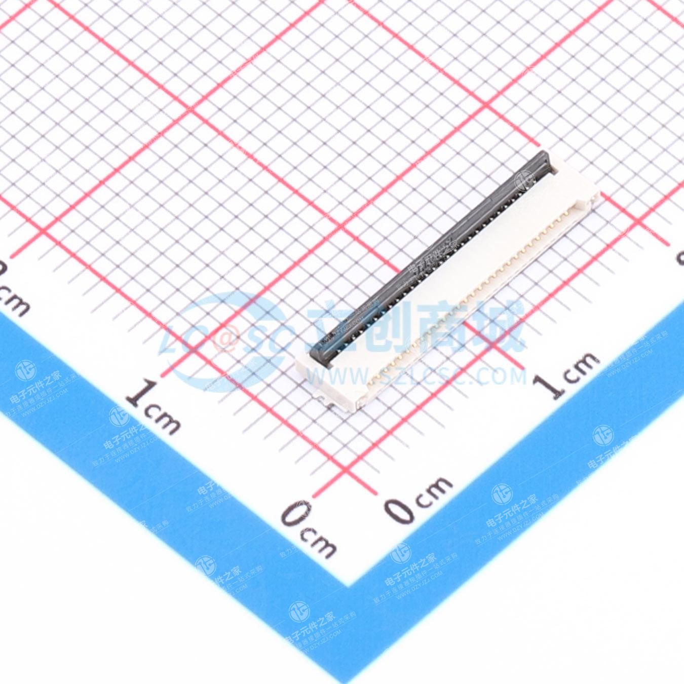 翻盖式(前插后翻) 双侧触点/上下接 P数:28P 间距:0.5mm