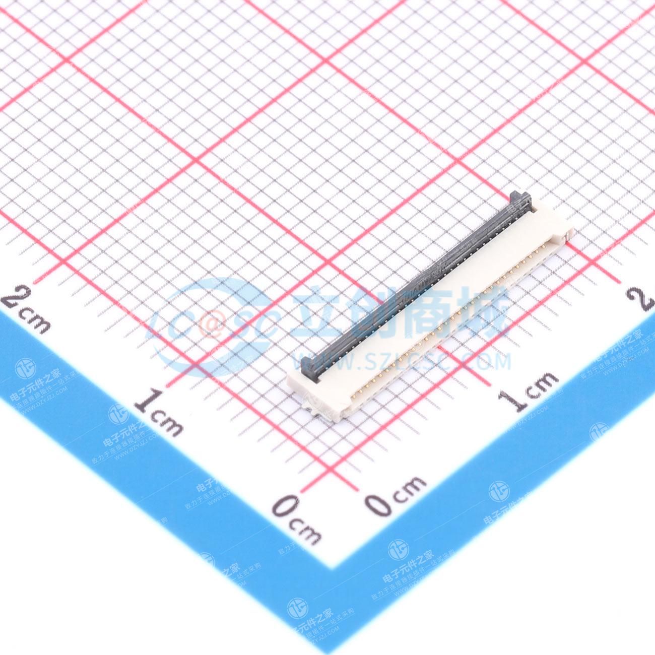 翻盖式(前插后翻) 双侧触点/上下接 P数:30P 间距:0.5mm