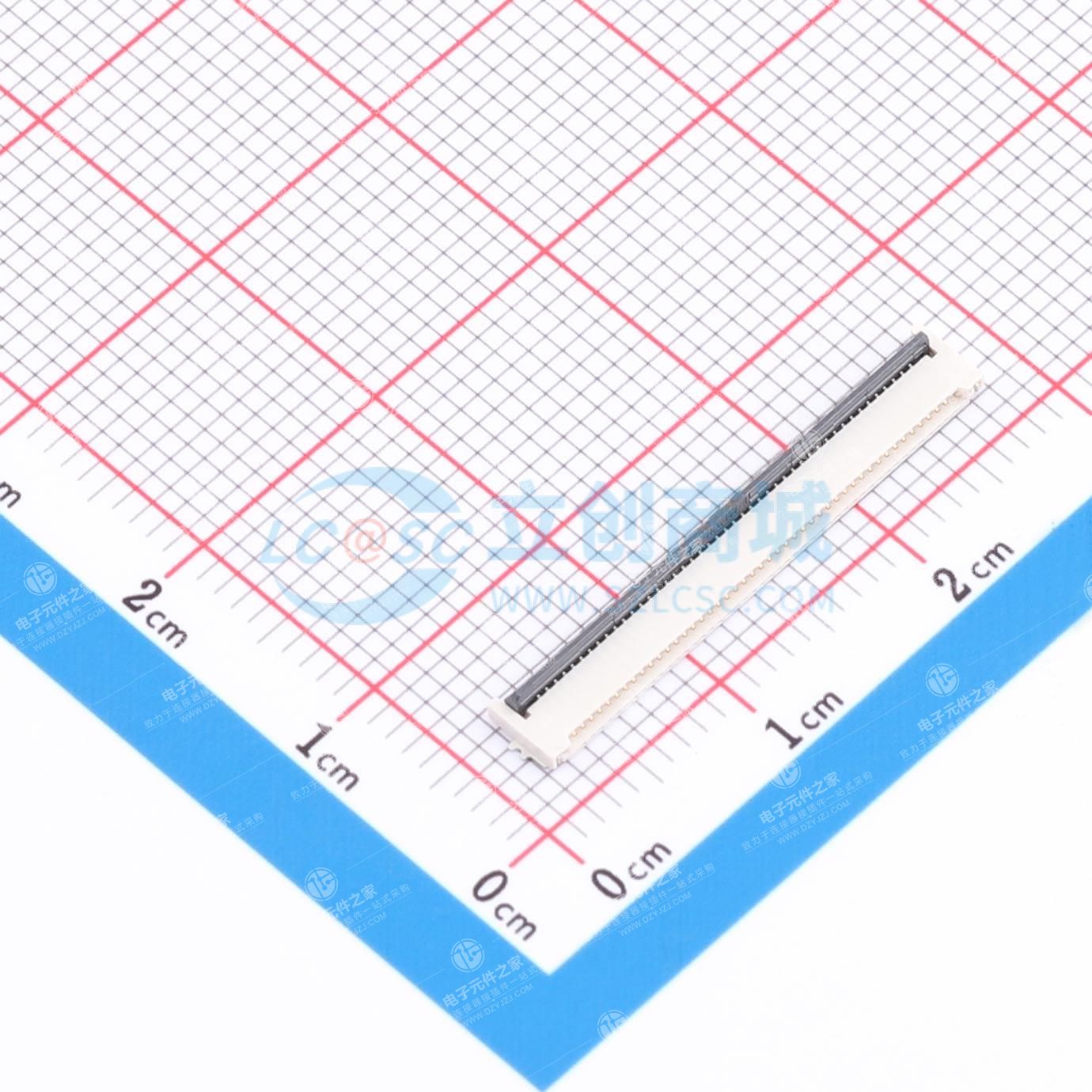 翻盖式(前插后翻) 双侧触点/上下接 P数:45P 间距:0.5mm