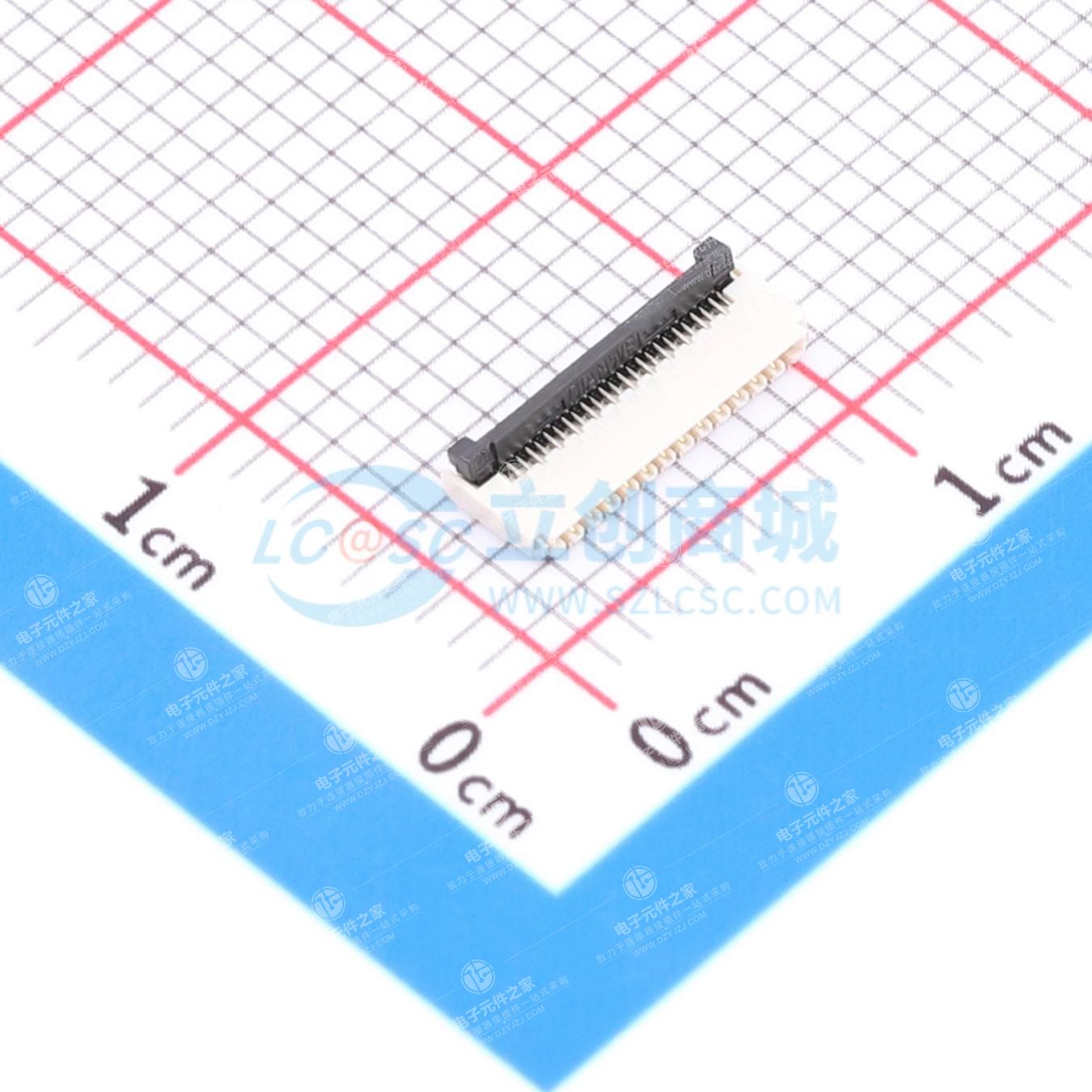 翻盖式(前插后翻) 双侧触点/上下接 P数:25P 间距:0.3mm