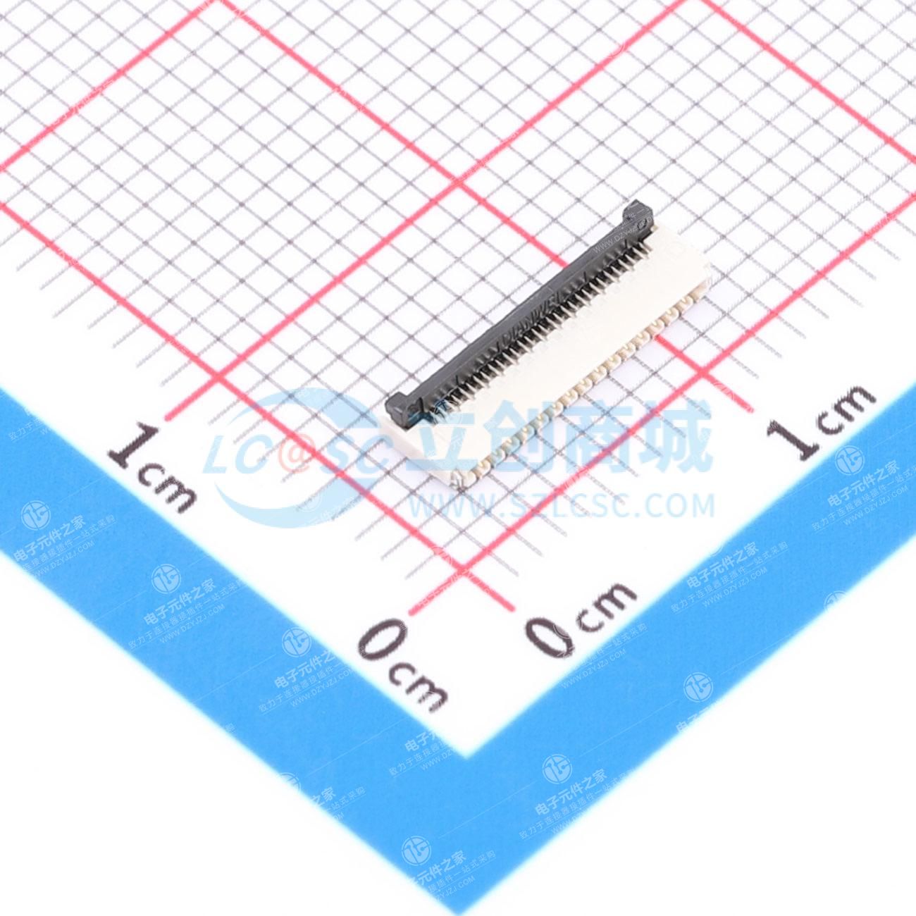 翻盖式(前插后翻) 双侧触点/上下接 P数:31P 间距:0.3mm