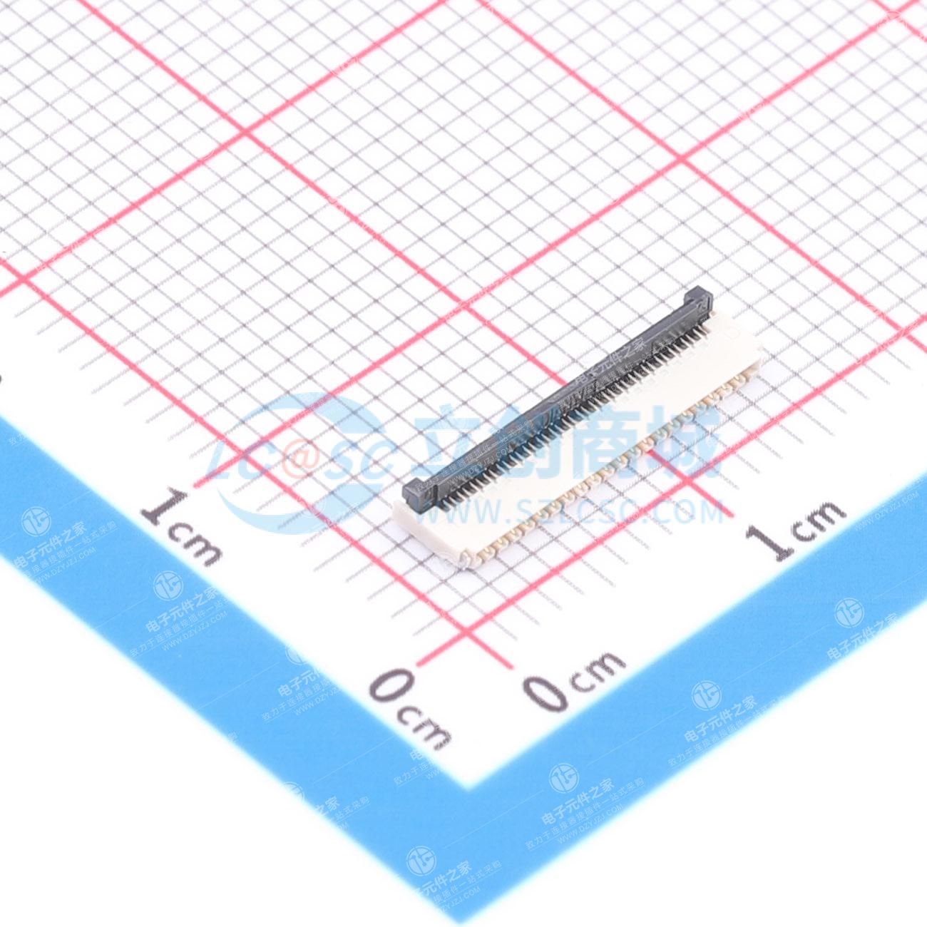 翻盖式(前插后翻) 双侧触点/上下接 P数:41P 间距:0.3mm