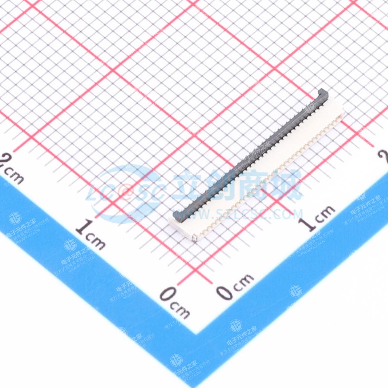 翻盖式(前插后翻) 双侧触点/上下接 P数:34P 间距:0.5mm