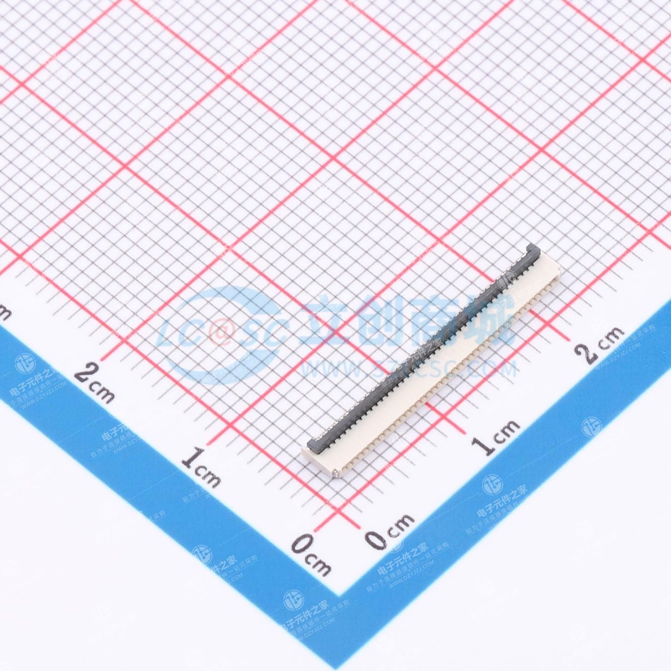 翻盖式(前插后翻) 双侧触点/上下接 P数:40P 间距:0.5mm