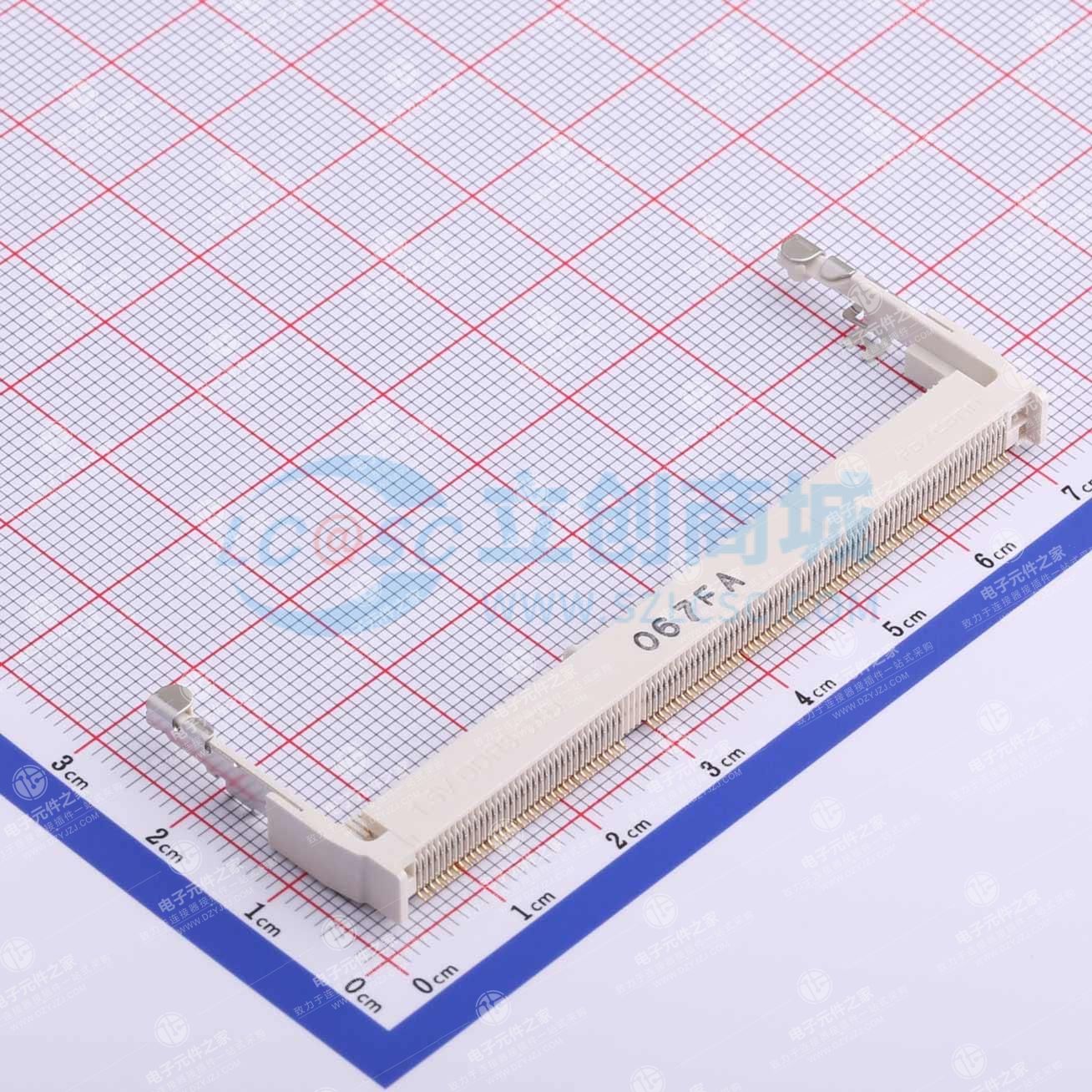 DDRII SODIMM 插座,5.2mm 高度 SMT 类型,0.60mm 间距,204 针