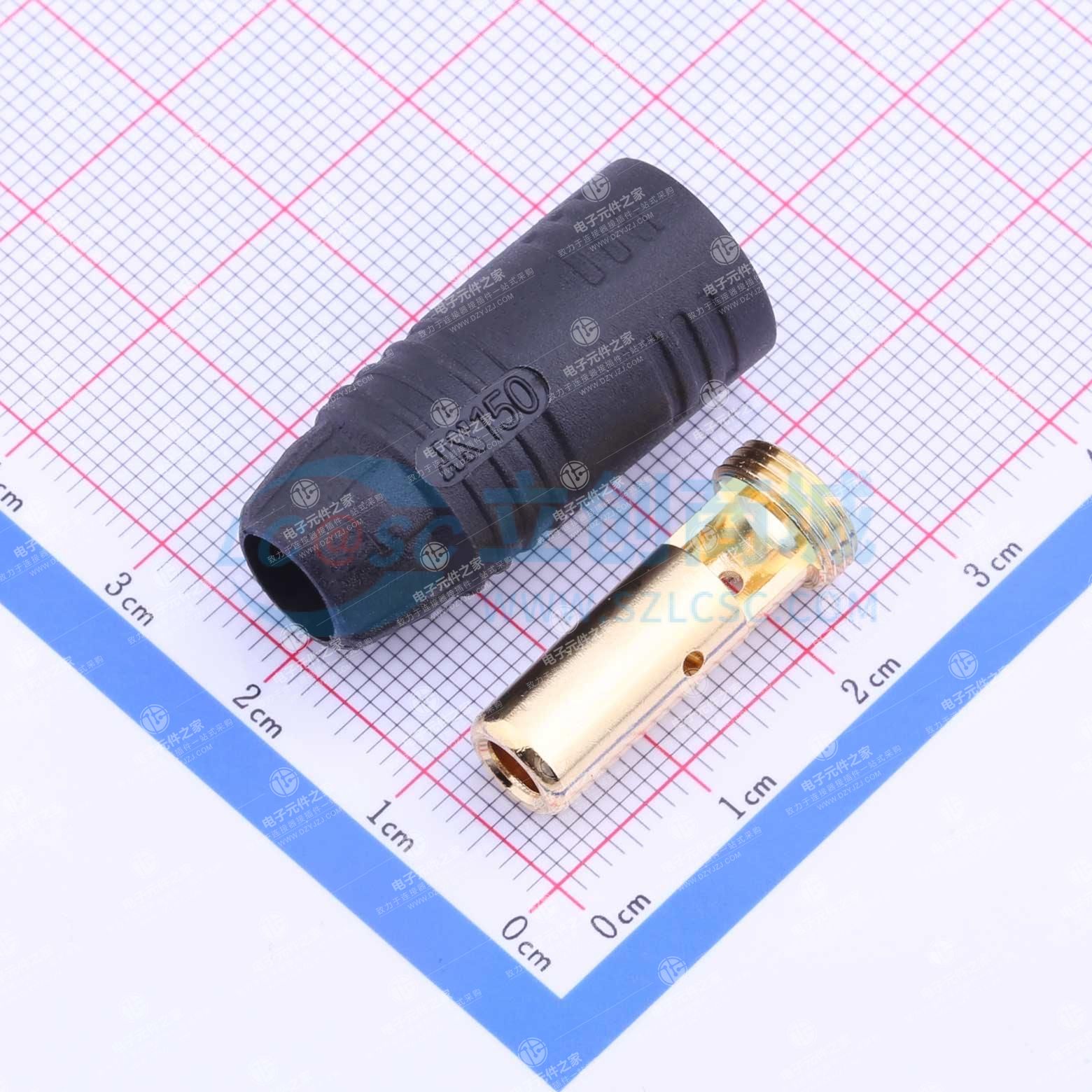 MASS(艾迈斯)航模插头防火花镀金大电流插头锂电池连接器黑色(不带电阻)公头 AS150S-M.G.B   2件套