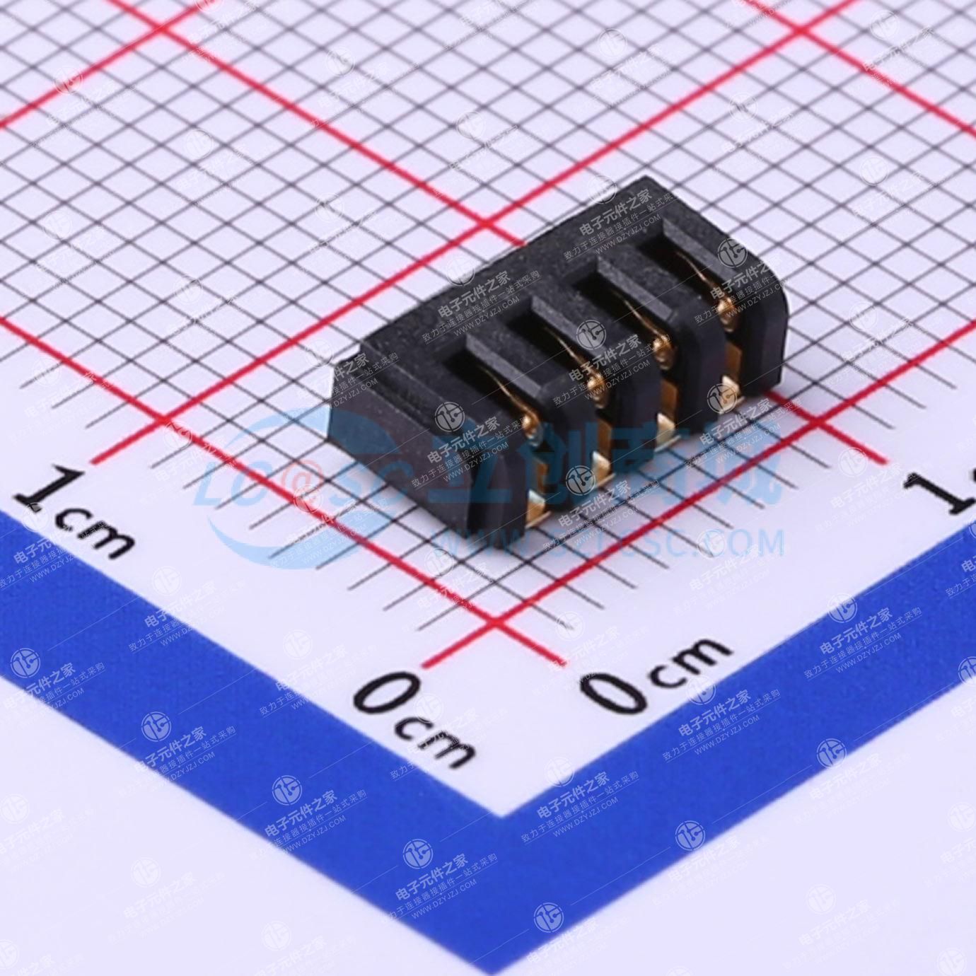 2.0mm 4P SMT 带定位柱端子镀金卷装电池连接器