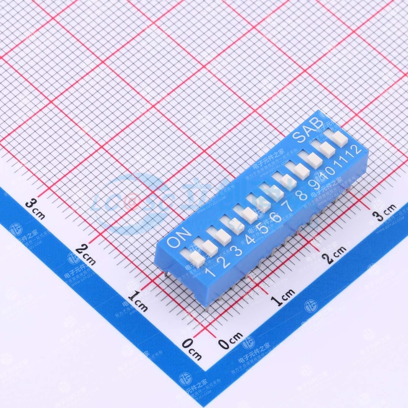 2.54mm间距12P 蓝色插件拨码开关