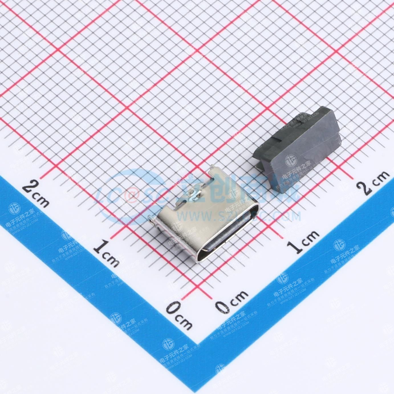 Type C 母座 6P 立式贴片 H=6