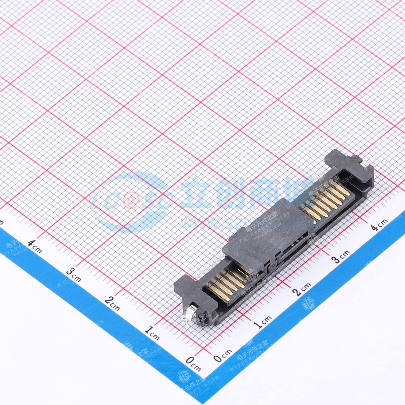 SATA 7+15P 公座 沉板式 半包式 缺口接地片