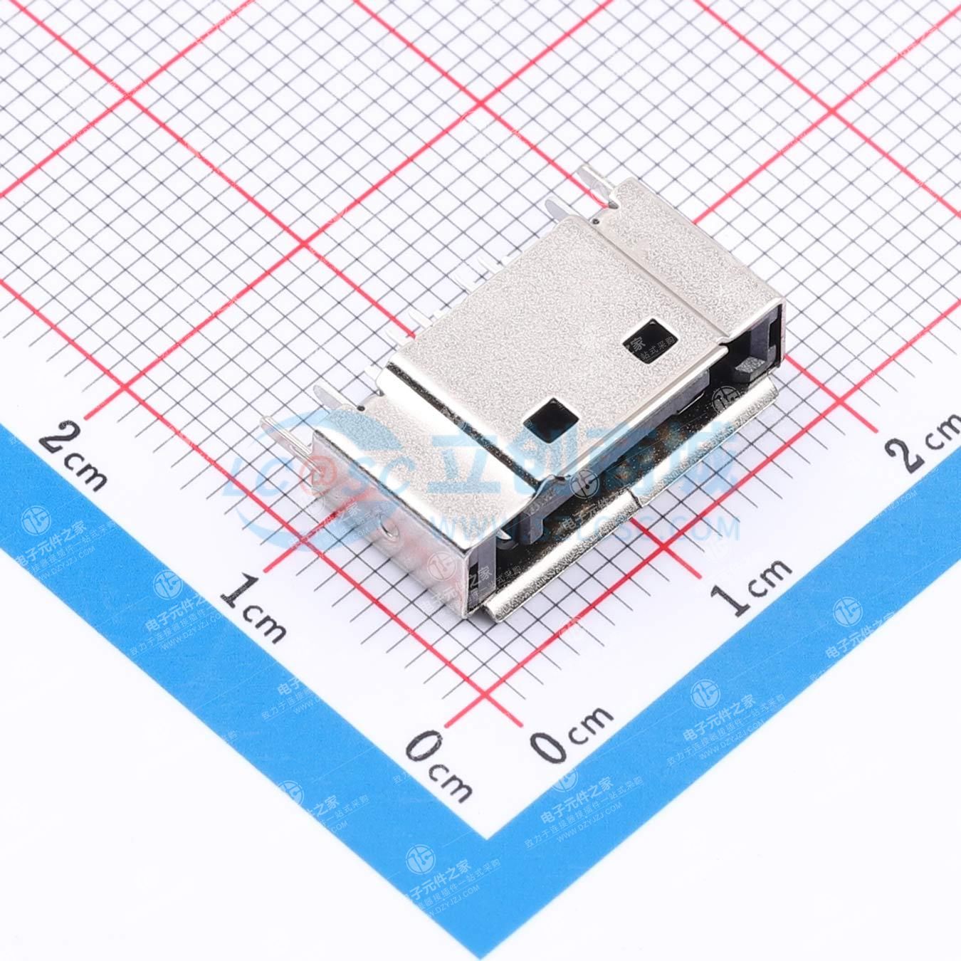 SATA 7Pin 公座 90°AB 型双柱铁壳 插件式