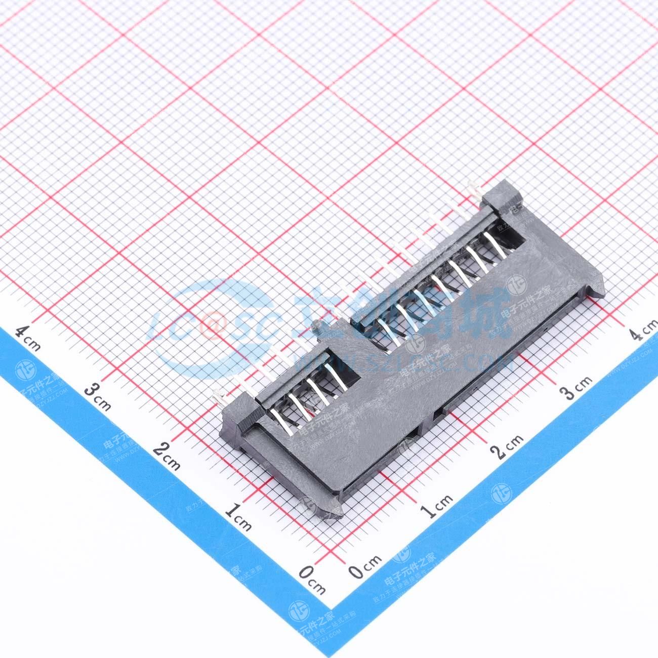 SATA 7+15P 母座 180°双排双鱼叉加长型 针长2.70 插件式