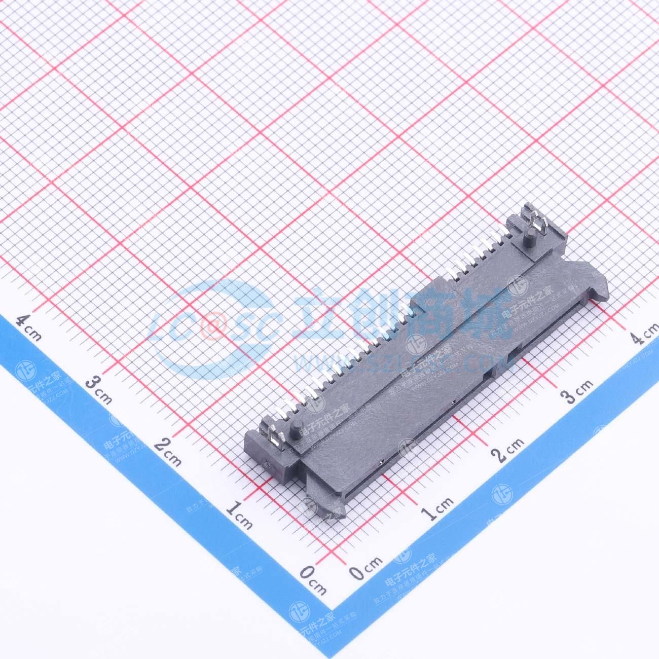 SATA 7+15P 母座 板下4.20 不带杠 侧插式