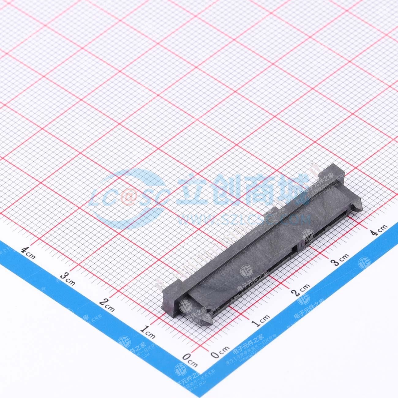 SATA 7+15P 母座 单排 直立式180° 插件式