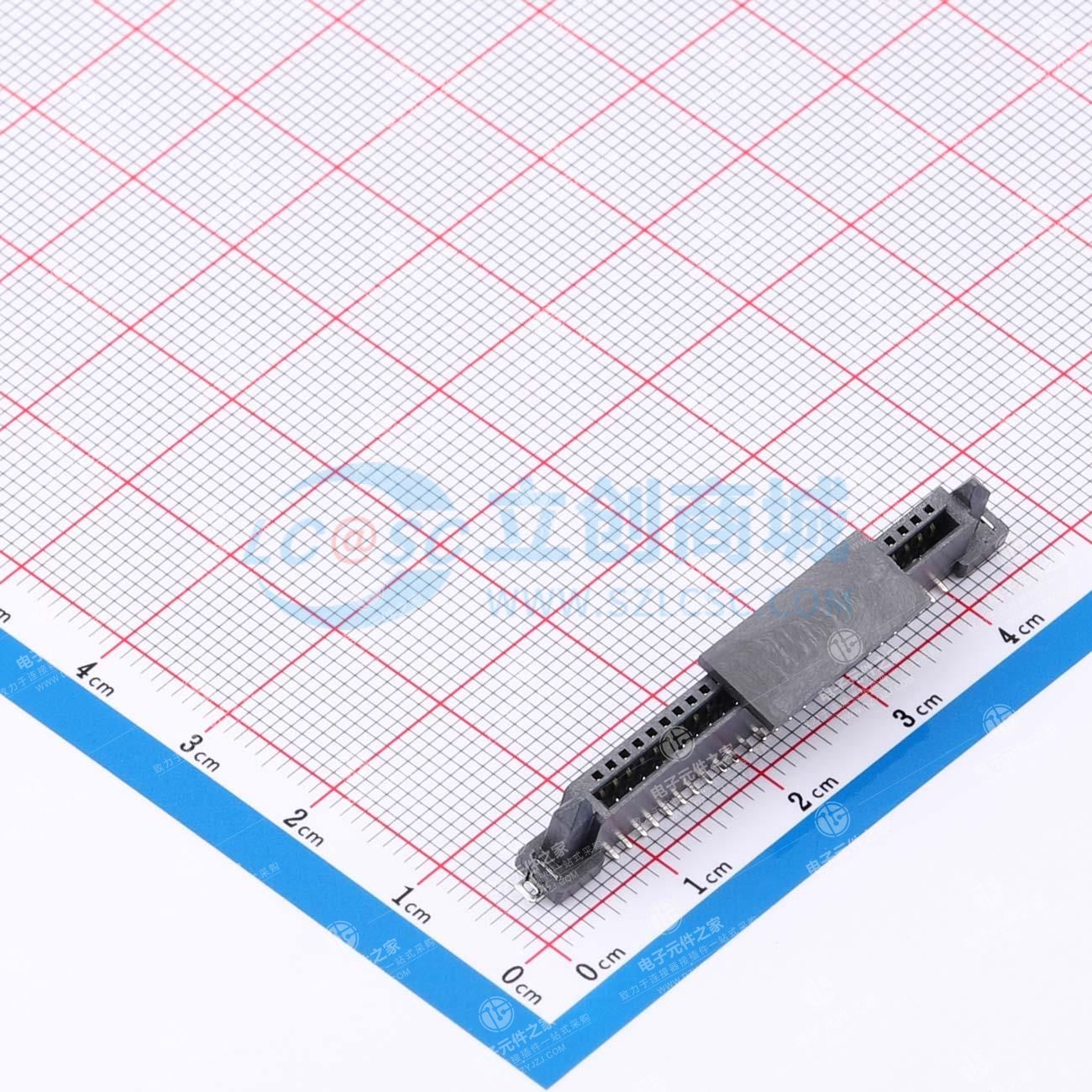 SATA 7+15P 带接地片 加盖子 立贴式