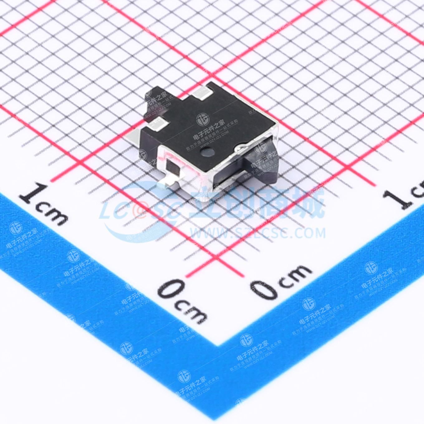 点击查看大图 6X6.65检测开关/平脚/1.45H/50gf Max/全黑/带柱/有盖接地/左向/常开/编带