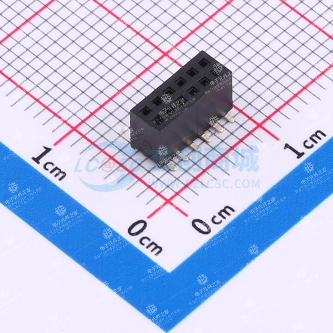 2x6P 间距:1.27mm 立贴