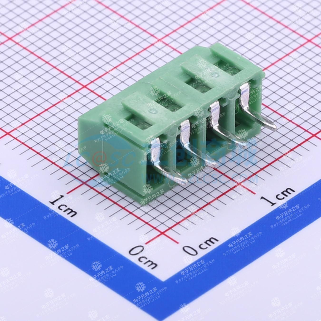 1x4P 3.81mm 直插 排数:1 每排P数:4